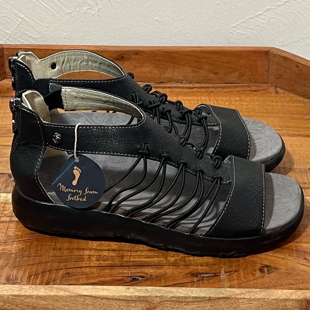 JBU Black Aruba Sport Sandals Womens Size 6 Gladiator Strappy Shoe